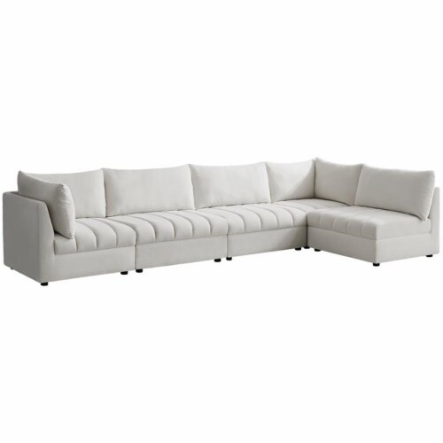 Meridian Furniture Jacob Cream Velvet Modular Sectional Perspective: front