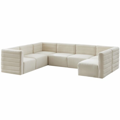 Meridian Furniture Quincy Velvet Modular Cloud-Like Comfort Sectional 5B Meridian Furniture Quincy Velvet Modular Cloud-Like Comfort Sectional 5B