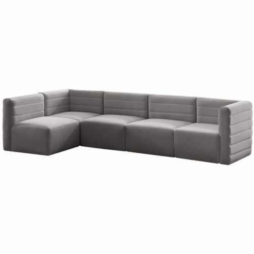 Meridian Furniture Quincy Velvet Modular Cloud-Like Comfort Sectional 5B Meridian Furniture Quincy Velvet Modular Cloud-Like Comfort Sectional 5B