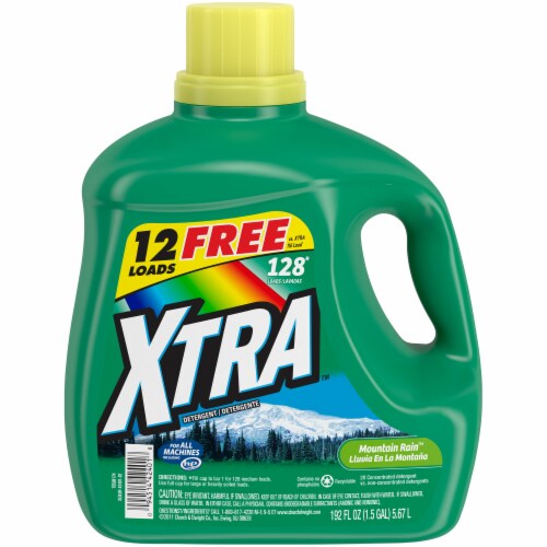 Xtra Mountain Rain Bonus Liquid Laundry Detergent Perspective: front