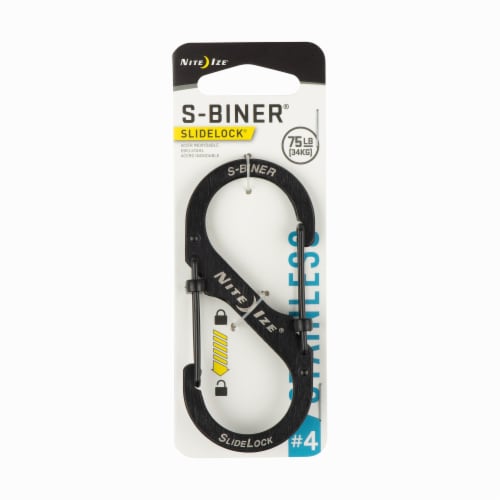 Nite Ize S-Biner® SlideLock® #4 Stainless - Black Perspective: front