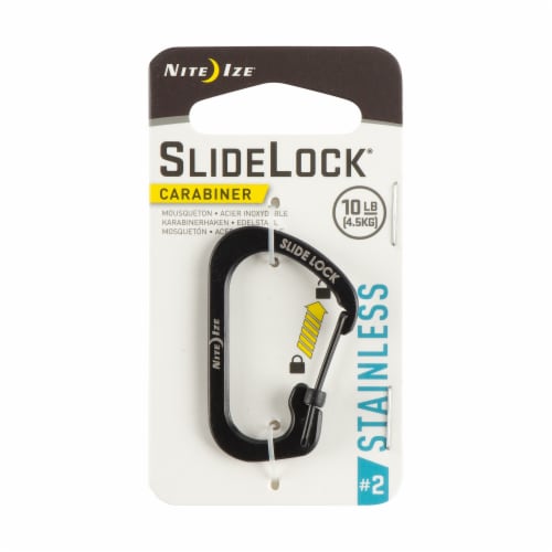 Nite Ize® Slide Lock® #2 Stainless Carabiner - Black Perspective: front