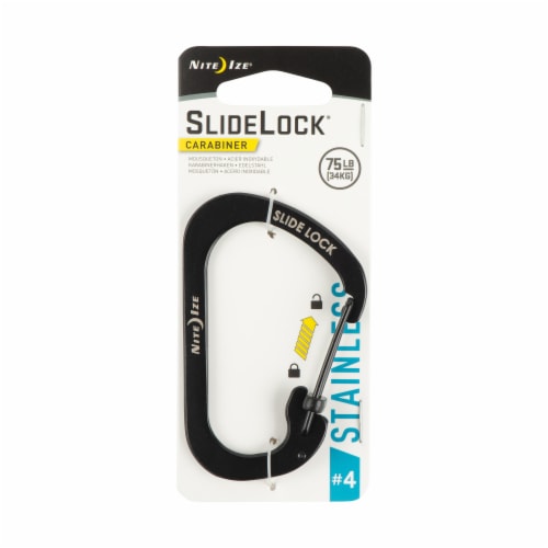SlideLock® Stainless Carabiner - Black Perspective: front