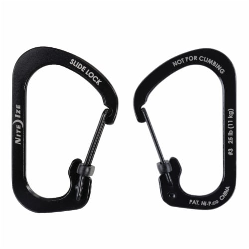 Nite Ize SlideLock #3 Stainless Steel Carabiner - Black Perspective: front