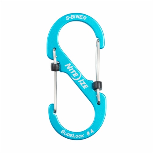 S-Biner® SlideLock® #4 Aluminum Dual Carabiner - Blue Perspective: front