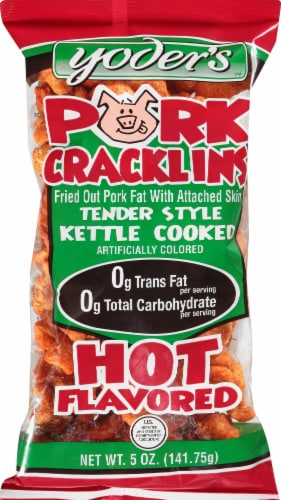 Yoder's Hot Flavored Pork Cracklins Perspective: front