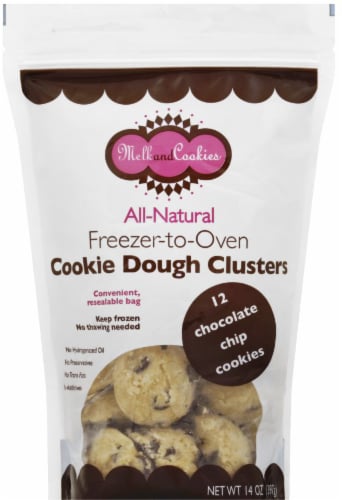 MelkandCookies Chocolate Chip Freezer-to-Oven Cookie Dough Clusters Perspective: front