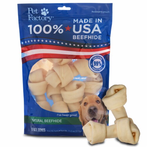 Pet Factory Made in USA Beefhide Bones Natural Flavor 4 5