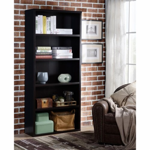 Design Mode BOO-KE-BL5C1 5 Shelf Wood Bookcase Perspective: front