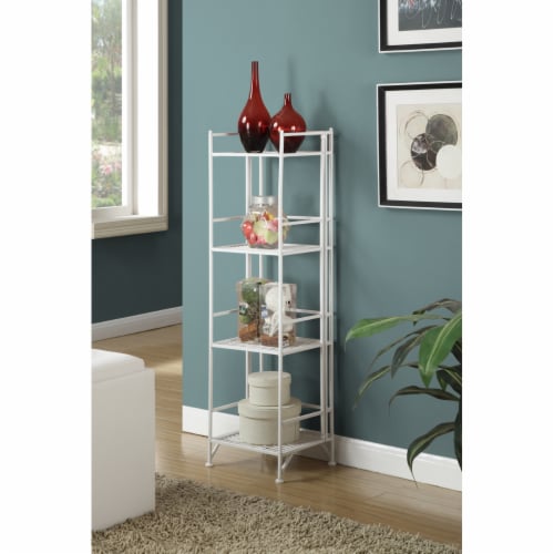 Convenience Concepts 8017W Designs-2-Go Extra Storage 4-Tier Folding Metal Shelf, White Perspective: front