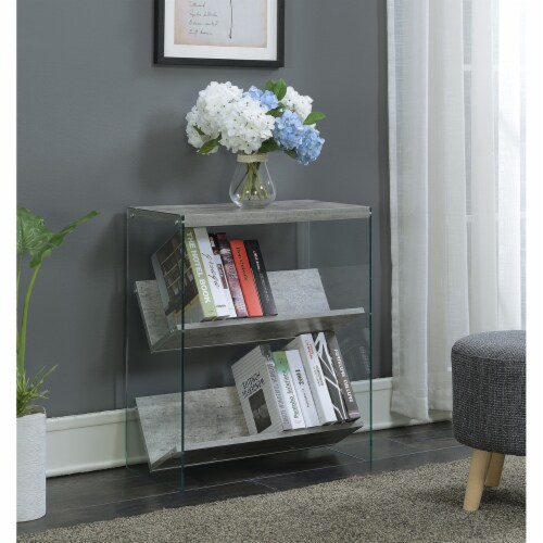 Convenience Concepts 131559C1 Soho Bookcase in Faux Birch, Glass Perspective: front