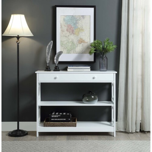 Omega 1 Drawer Console Table with Shelves Perspective: front
