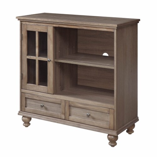 Convenience Concepts Tahoe Highboy TV Stand in Caramel Driftwood Wood Finish Perspective: front