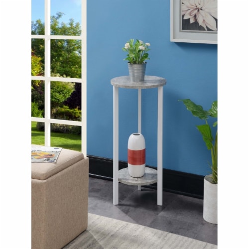 Convenience Concepts 111253C1WF Graystone 31 in. Plant Stand, Faux Birch & White - 31.5 x 15 Perspective: front
