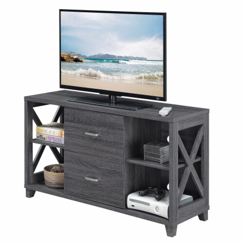 Convenience Concepts Oxford Deluxe 47 TV Stand with Two Drawers in Gray