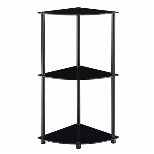 Convenience Concepts 157016BLBL Designs2Go Classic Glass 3 Tier Corner Shelf, Black Perspective: front
