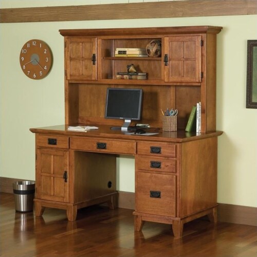 Dark brown desk with hutch deals