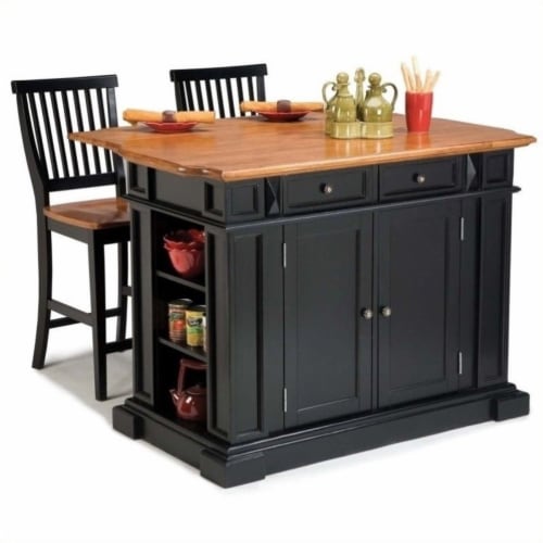 Homestyles Americana Wood Kitchen Island Set in Black, 1 Kroger