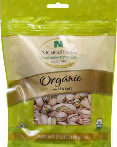 Nichols Farms Organics California Pistachios With Sea Salt Perspective: front