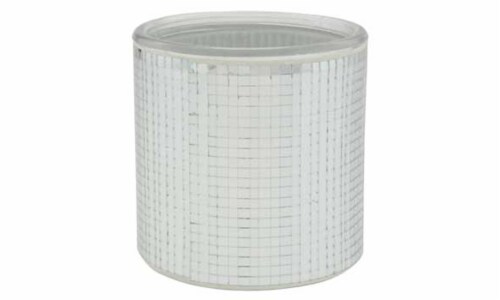 Silver Glass Cylinder Mirror Mosaic Vase Perspective: front