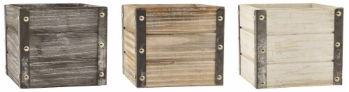 Wood Cube with Metal Corners Box - Assorted Perspective: front