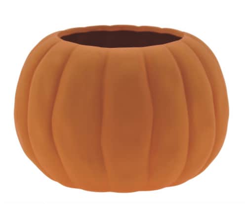 Round Matte Orange Ceramic Pumpkin Pot Perspective: front