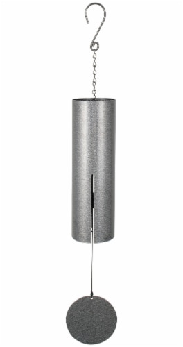 36" Large Cylinder Bell Wind Chime PEWTER FLECK Perspective: front