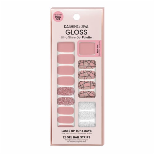 Dashing Diva GS56 Rose Sparkle Gloss Gel Nail Strip Perspective: front