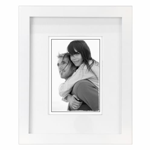 Malden Int Designs White Linear Matted picture Frame Perspective: front