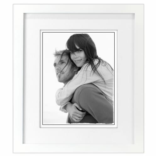 Malden Interior Designs 8x10/11x13 White Linear Matted Picture Frame Perspective: front