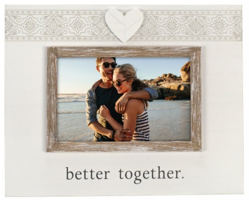 Malden Better Together Rustic Border Picture Frame - White/Brown Perspective: front