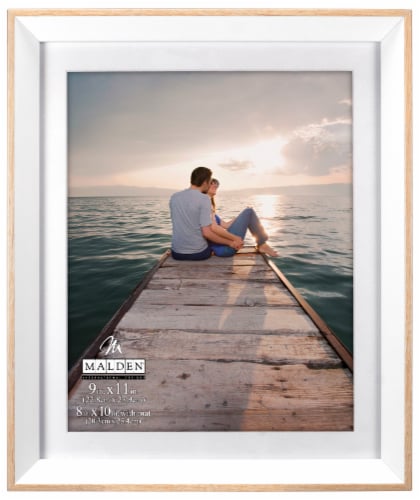 Malden Deep-Set Bevel Matted Picture Frame - White/Natural Perspective: front