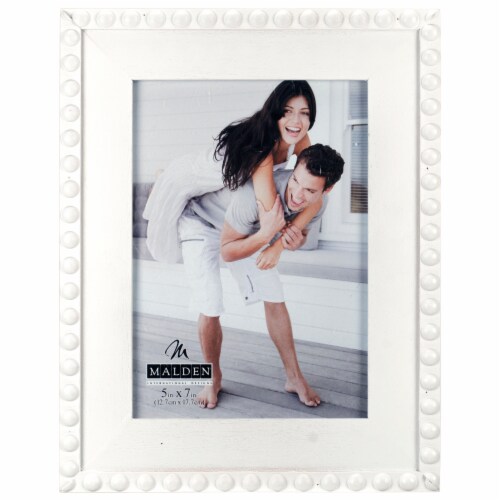 Malden White Farmhouse Beaded Picture Frame Perspective: front