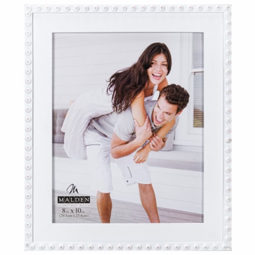 Malden White Farmhouse Beaded Picture Frame Perspective: front