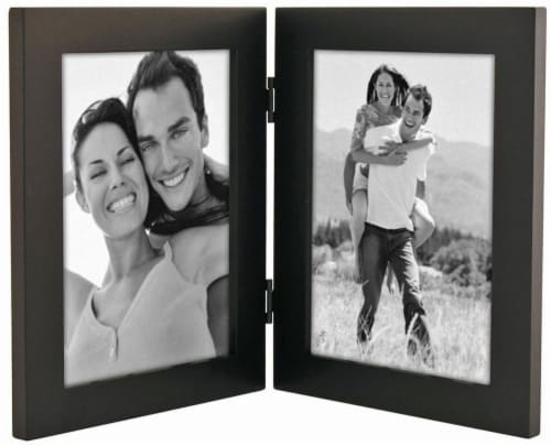 Malden Double Linear Picture Frame - Black Perspective: front