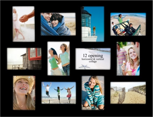 Malden 12-Opening Collage Picture Frame - Black Perspective: front