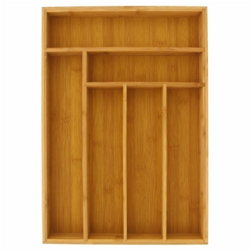 Large Silverware Drawer Organizer, Bamboo-Like Drawer Divider (17 x 12 x 2 In) Perspective: front