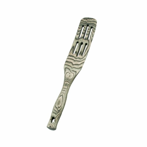 Island Bamboo Pakkawood Slotted Spurtle - Black Perspective: front