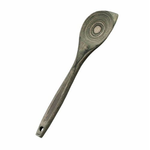Island Bamboo Pakkawood 12-Inch Black Corner Spoon Perspective: front
