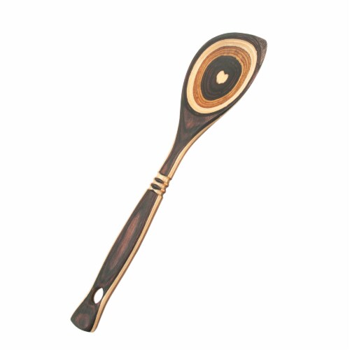 Island Bamboo Pakkawood 12-Inch Corner Spoon, Natural Perspective: front