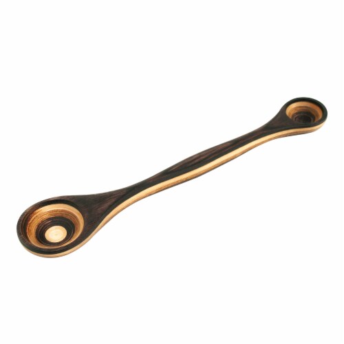 Island Bamboo 9-Inch Pakkawood Double Sided Measuring Spoon, Natural Perspective: front