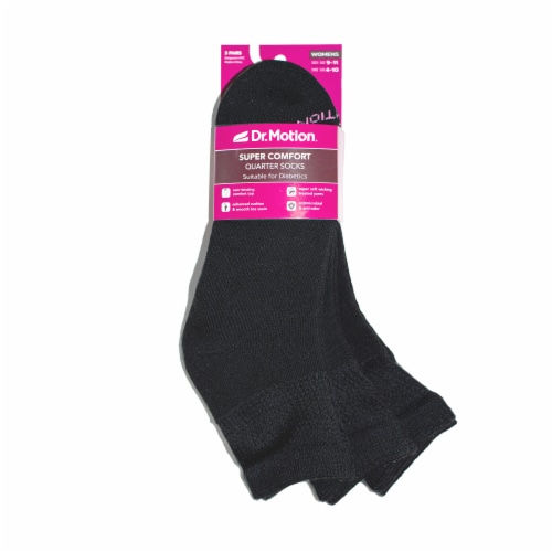 Dr. Motion Super Comfort Diabetic Quarter Socks - Black Perspective: front