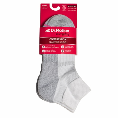 Dr. Motion® Everyday Women's Compression Quarter Socks - White Perspective: front