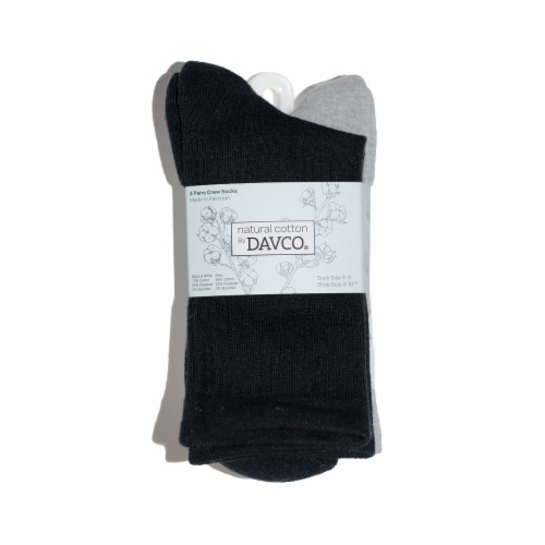 Davco® Natural Cotton Crew Socks - Black Perspective: front
