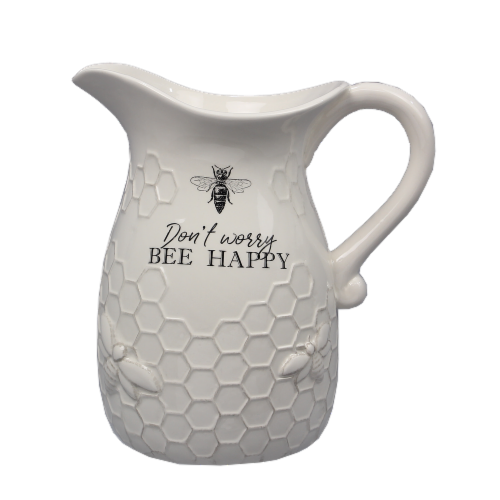 Ceramic Bee Pitcher Perspective: front