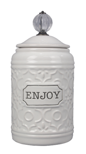 Ceramic Cookie Jar w/Crystal Handle Perspective: front