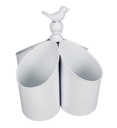 Enamel Wine Holder With Bird Accent Handle Perspective: front