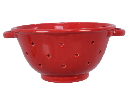 Ceramic Red Colander Perspective: front