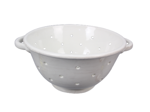 Ceramic White Colander Perspective: front