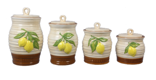 Ceramic Lemons 4 PC. Cannister Set Perspective: front